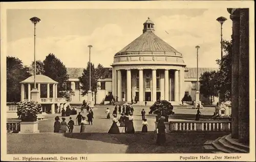 Ak Dresden, Int. Hygiene Ausstellung 1911, Populäre Halle Der Mensch