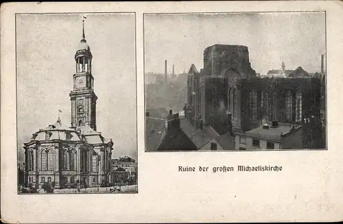 Ak Hamburg Mitte Altstadt, Ruine der großen Michaeliskirche