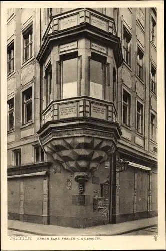 Ak Dresden Altstadt, Erker Frauen- und Galeriestraße