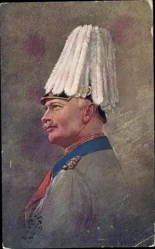 Künstler Ak Klamroth, König Friedrich August III. von Sachsen, Portrait, Pickelhaube