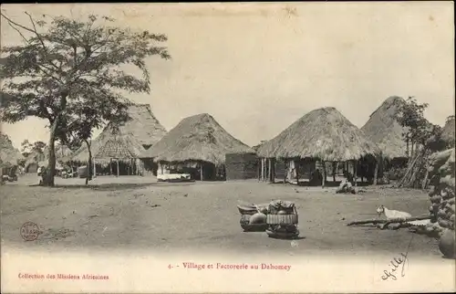 Ak Dahomey Benin, Dorf und Fabrik