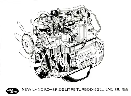 Foto Land Rover 2.5 Liter Turbo Diesel Motor, Zeichnung