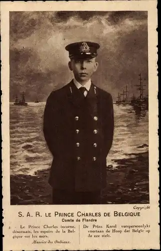 Ak Prince Charles de Belgique, Comte de Flandre, Sohn König Albert I. in Uniform