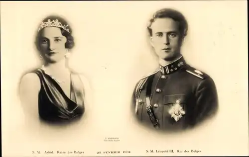 Ak Astrid von Schweden, König Leopold III von Belgien, Portrait