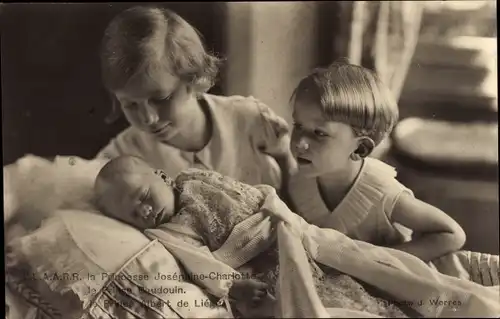 Ak Princesse Josephine Charlotte, Prince Baudouin, Prince Albert, Adel Belgien