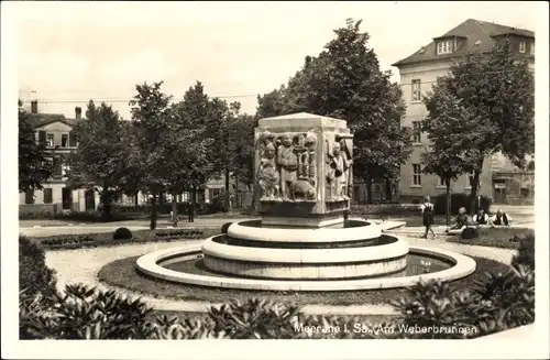 Ak Meerane in Sachsen, Weberbrunnen