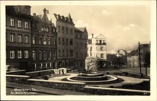 Ak Meerane in Sachsen, Am Weberbrunnen