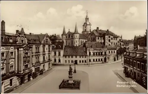 Ak Meerane in Sachsen, Bismarckplatz, Denkmal