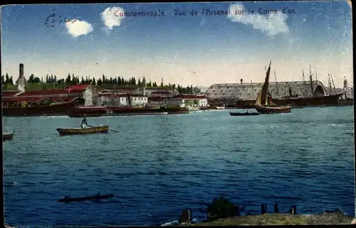 Ak Konstantinopel Istanbul Türkei, Vue de l'Arsenal sur la Corne d'or