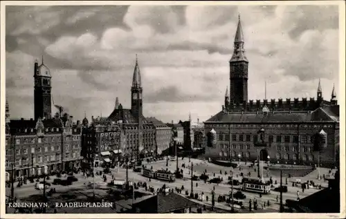 Ak Kjøbenhavn København Kopenhagen Dänemark, Raadhuspladsen