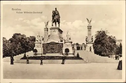 Ak Wrocław Breslau Schlesien, Kaiser Wilhelm Denkmal