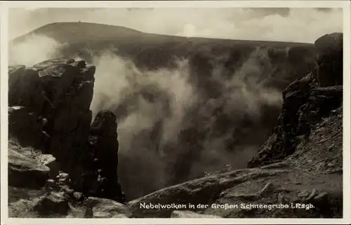Ak Śnieżne Kotły Schneegrube Riesengebirge Schlesien, Nebelwolken