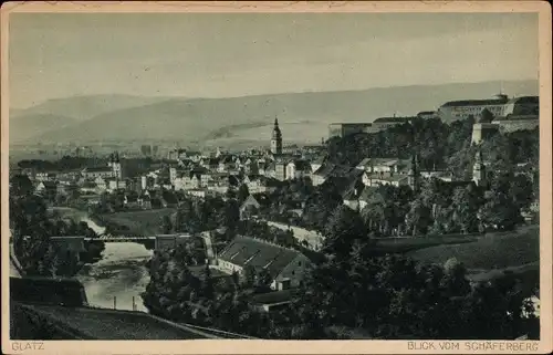 Ak Kłodzko Glatz Schlesien, Blick vom Schäferberg