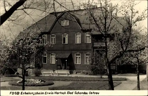 Ak Ostrau Bad Schandau Sächsische Schweiz, FDGB Erholungsheim Erwin Hartsch