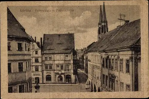 Ak Görlitz in der Lausitz, Peterstraße, Peterskirche