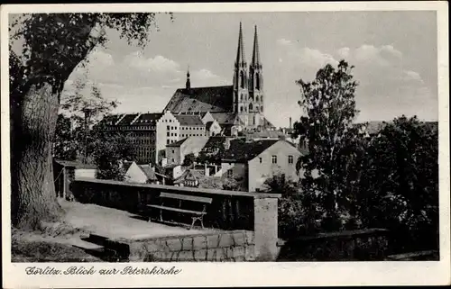 Ak Görlitz in der Lausitz, Blick zur Peterskirche