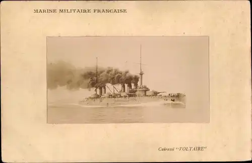 Ak Französisches Kriegsschiff, Marine Militaire Francaise, Cuirassé Voltaire