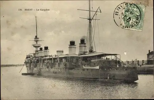Ak Brest Finistère, Französisches Kriegsschiff, Gueydon, Croiseur Cuirassé