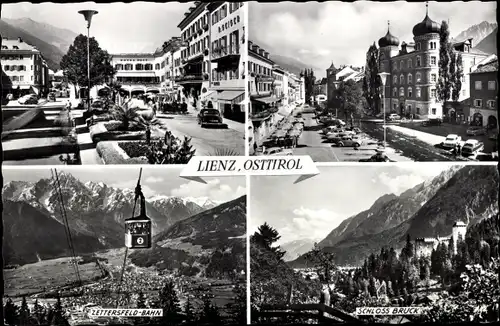 Ak Lienz in Tirol, Straßenpartie, Zettersfeld-Bahn, Schloss Bruck