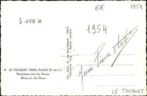 Ak Le Touquet Paris Plage Pas de Calais, Panorama, Dunes