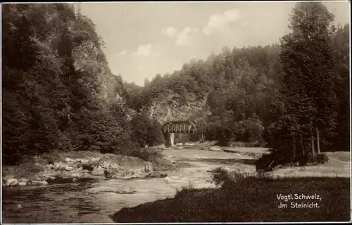 Ak Steinicht Pöhl im Vogtland, Panorama, Brücke