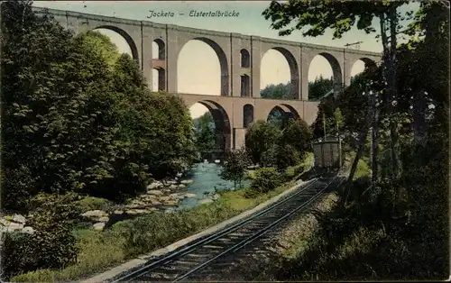 Ak Jocketa Pöhl im Vogtland, Elstertalbrücke