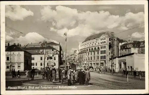 Ak Plauen im Vogtland, Bahnhofstraße, Postplatz