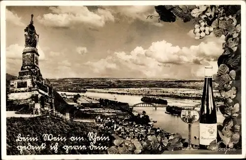 Ak Rüdesheim an der Nahe, Panorama, Wein