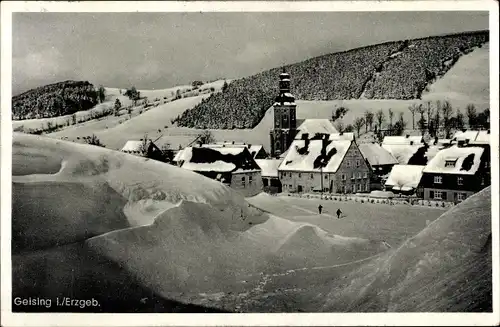 Ak Geising Altenberg im Erzgebirge, Winter, Panorama