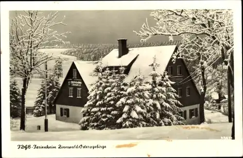 Ak Zinnwald Georgenfeld Altenberg im Erzgebirge, FDGB-Ferienheim, Winter