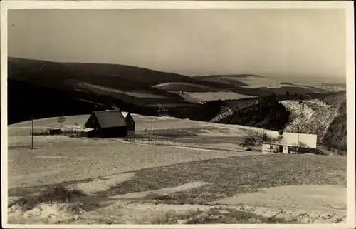 Ak Dönschten Dippoldiswalde Osterzgebirge, Panorama vom Ort, Naturfreundehaus