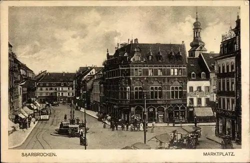 Ak Saarbrücken im Saarland, Marktplatz