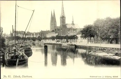 Ak Hansestadt Lübeck, Obertrave, Boote