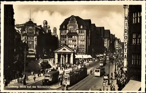 Ak Hamburg Mitte Altstadt, Blick in die Mönckebergstraße, Straßenbahn, Nirosta