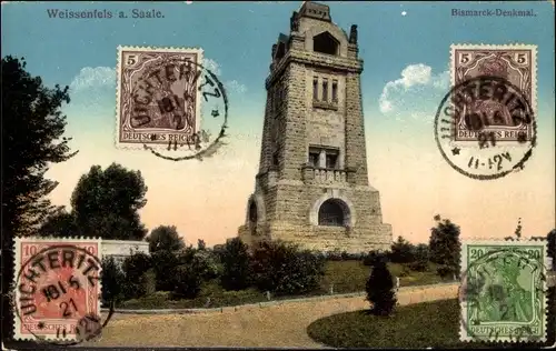 Ak Weißenfels in Sachsen Anhalt, Bismarck Denkmal