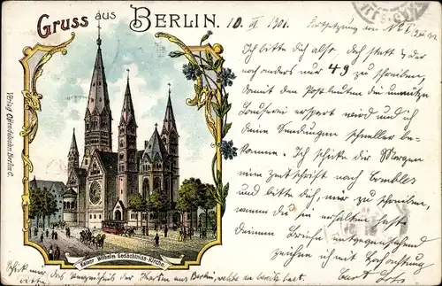 Litho Berlin Charlottenburg, Kaiser Wilhelm Gedächtnis Kirche