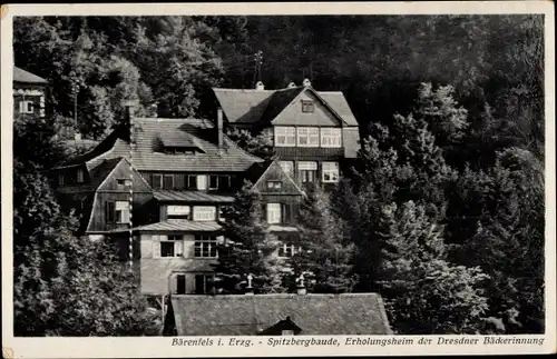 Ak Bärenfels Altenberg im Erzgebirge, Spitzbergbaude, Erholungsheim der Dresdner Bäckerinnung