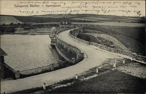 Ak Malter Dippoldiswalde im Osterzgebirge, Talsperre, Sperrmauer