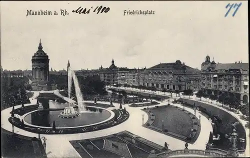 Ak Mannheim in Baden, Friedrichsplatz, Wasserturm