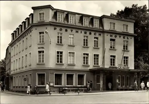 Ak Pößneck in Thüringen, HO-Hotel Posthirsch, Außenansicht