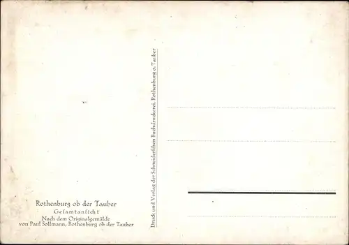 Künstler Ak Sollmann, Paul, Rothenburg ob der Tauber Mittelfranken, Gesamtansicht