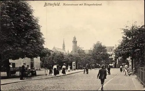Ak Bitterfeld in Sachsen Anhalt, Kaiserstraße, Kriegerdenkmal
