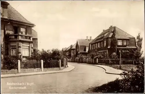 Ak Reichenbach im Vogtland, Gartenstadt, Straßenpartie