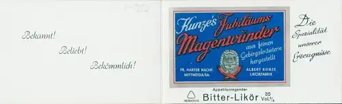Klapp Ak Mittweida in Sachsen, Reklame, Likörfabrik Albert Kunze, Magenbitter