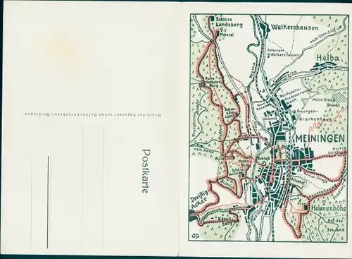 Landkarten Klapp Ak Meiningen in Thüringen, Spazierwege um die Stadt