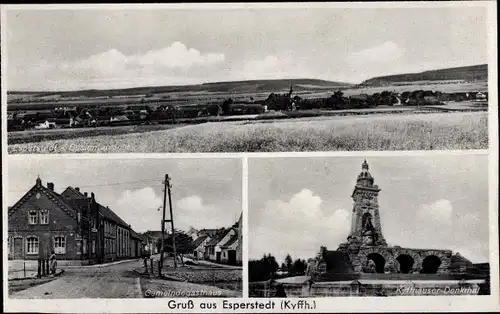 Ak Esperstedt Bad Frankenhausen am Kyffhäuser Thüringen, Gemeindegasthaus, Kyffhäuser Denkmal