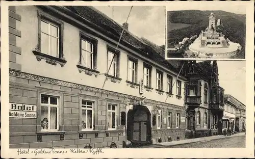 Ak Kelbra am Kyffhäuser, Hotel Goldene Sonne, Kyffhäuser Denkmal