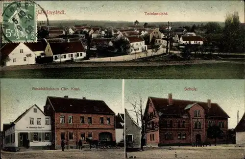 Ak Wolferstedt Allstedt in Sachsen Anhalt, Geschäftshaus, Schule, Totalansicht