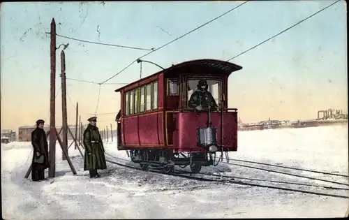 Ak Sankt Petersburg Russland, Elektrische Straßenbahn über die Newa