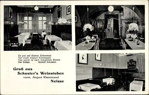 Ak Nysa Neisse Schlesien, Schuster's Weinstuben, Querstraße, Kirchplatz